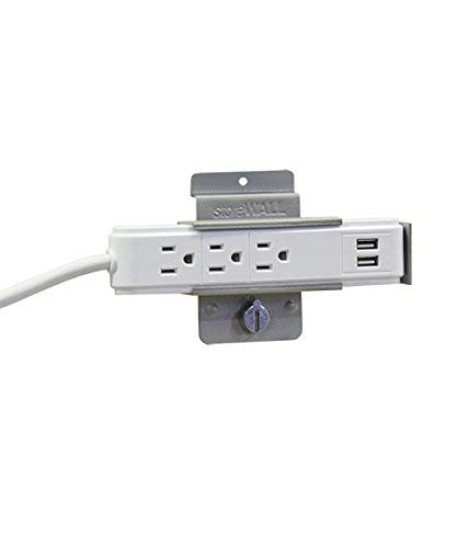StoreWALL Power Strip Outlet and USB Slatwall Bracket Set