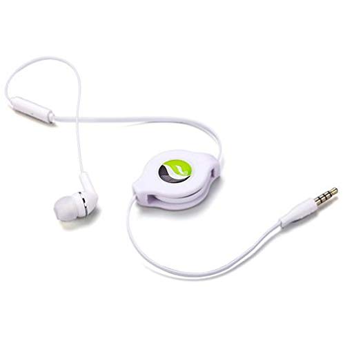 Retractable Mono Earphone Headphone 3.5mm w Mic Headset for Moto e6 Phone, Handsfree Earbud Earpiece Microphone Compatible with Motorola Moto e6