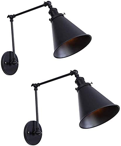 LZoahi Industrial Vintage Wall Mounted Light Sconces Wall Lamp Black Angle Adjustable Swing Arm Retro Bronze Wall Sconce Bedside Light Fixture