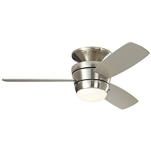 Harbor Breeze Mazon 44-in Brushed Nickel Flush Mount Indoor Ceiling Fan with Light Kit and Remote (3-Blade)