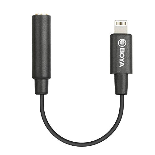 BOYA by-K3 Female 3.5mm TRRS Microphone Adapter Cable to MFi Certified Lightning Connector Dongle, Headphones Adapter for iPhone 12 Mini 12 Pro Max 11