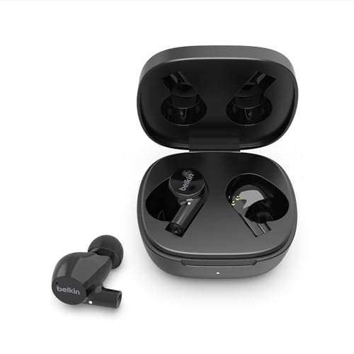 Belkin SoundForm Rise True Wireless Ear Buds with Wireless Charger Case, Dual Microphone, IPX5 Water Resistant Earbuds, Bluetooth Headphones…