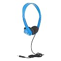 Egghead Heavy-Duty Kids' Stereo Headphones with Ear Cushions and 4'3" Cord, Adjustable Tangle-Free Over-Ear Stereo School Headphones, Pack of 20, Blue