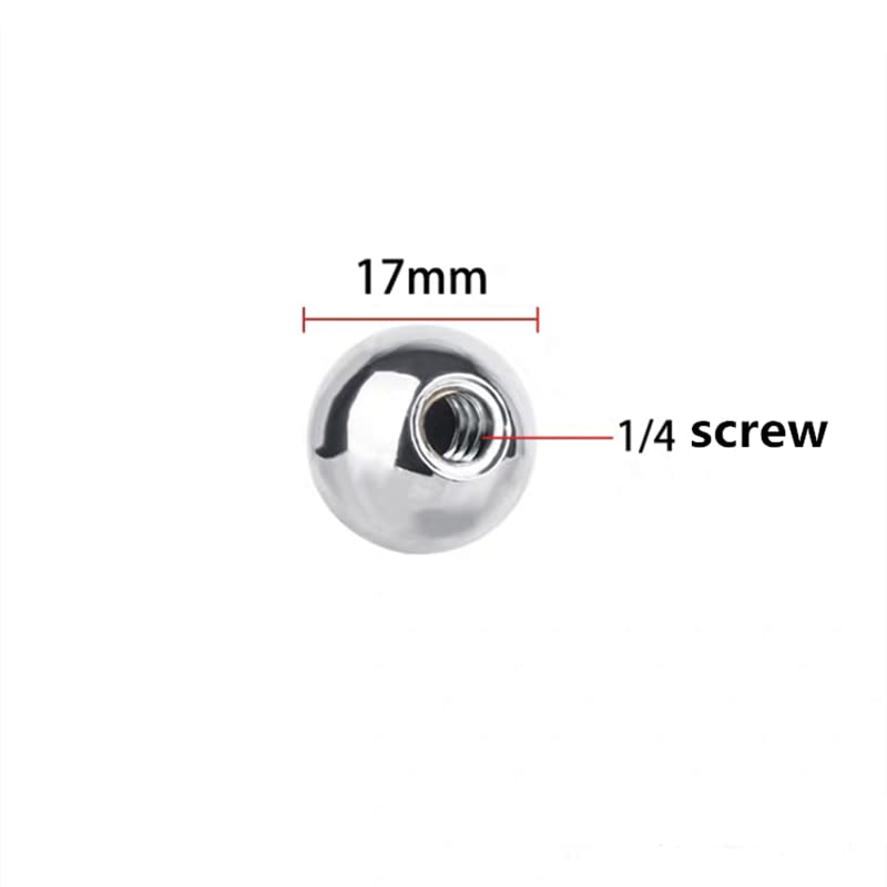 VizGiz 4 Pack 17mm Ball Head with 1/4 inch Threaded Screw Socket Stainless Steel Swivel Ball Joint Adapter Converter for Super Clamp Camera Hot Shoe