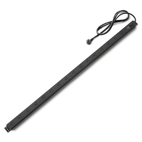 Amazon Basics Surge Protector Power Strip, 16-Outlet, Heavy Duty, Metal, 600 Joules, 6ft Extension Cord, Wide Spaced, Mountable, Black