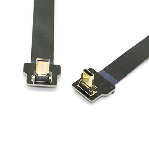 Cablecc 90 Degree Up Angled FPV Micro HDMI Male to Micro HDMI FPC Flat Cable 20cm for GOPRO Multicopter Aerial Photography
