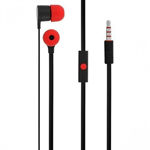 Stereo 3.5mm Flat Wired Headset Dual Earbuds Black for HTC Desire 510 610 612 626 626S Eye - LG Optimus F6, F7, F60, F3Q, Tribute 2, G Flex 2…