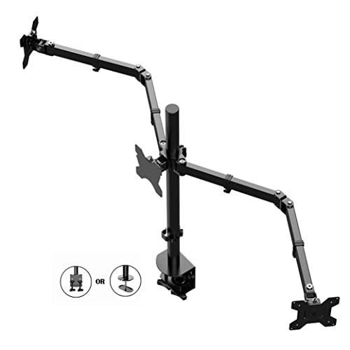 Rocelco Premium Triple Monitor Desk Mount - Standard Pattern Fits 13" - 27" LED LCD Flat Computer Screen - Three Articulated Full Motion Adjustable