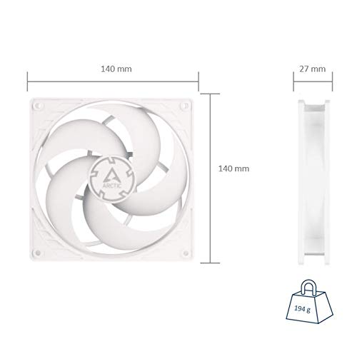 ARCTIC P14 PWM PST - PC Fan, 140mm Case Fan with PWM Sharing Technology (PST), Pressure-optimised, Quiet Motor, Computer, Fan Speed: 200-1700 RPM (0