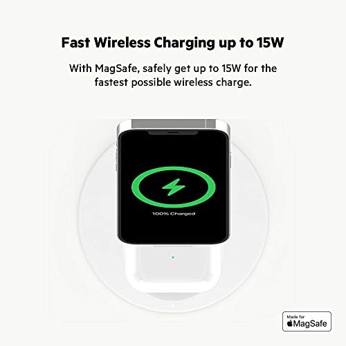 Belkin MagSafe 2-in-1 Wireless Charging Stand for Apple iPhone 17, iPhone 16, iPhone 15, iPhone 14 Series & AirPods - MagSafe Fast Charging Station