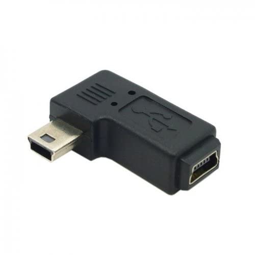 cablecc 2pcs 90 Degree Left & Right Angled Mini USB 5 Pin Male to Female Extension Adapter