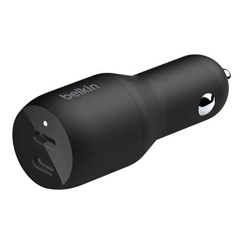 Belkin 36-Watt Dual-USB Car Charger - Power Delivery 2 18W USB-C Ports with PPS Charging Apple iPhone 14, 14 Pro, 14 Pro Max, iPhone 13, 13 Pro, 13