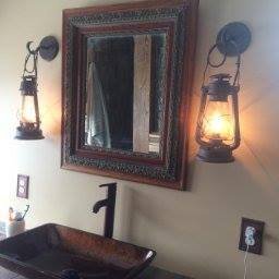 Rustic Wall Sconce Lantern, Farmhouse Wall Light Fixture with Glass Globe, Electric Lantern Light Wall Sconce Black Finish
