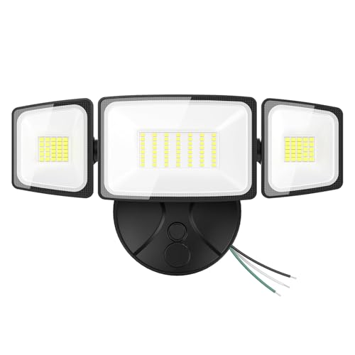 Onforu 75W Flood Lights Outdoor, 7000LM Brightness Security Lights Switch Controlled, 3 Adjustable Heads, IP65 Waterproof, 6500K Wall Mount Exterior