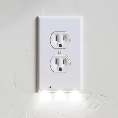 2 Pack - Wall Plate Night Light - Hello Light - LED Night Lights Built Into Electrical Outlet Wall Plates - Turn NightLight On/Off Automatically