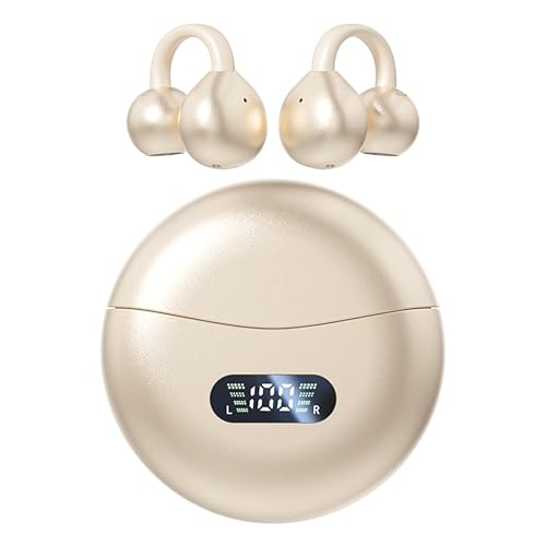 MAcnas Open Ear Clip Headphones Wireless Earbuds Bluetooth 5.4 Sports Earphones Wireless Charging Case & LED Power Display Waterproof Fitness