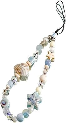Kryoflare Cute Shell Cell Phone Lanyard Strap Charms Phone Lanyard Wrist Strap with Beads, Anti-Lost Cell Phone Charm String, Keychain Wristlet