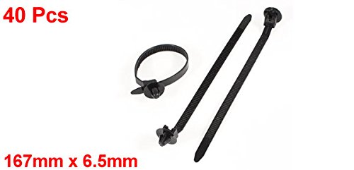 uxcell Nylon Umbrella Wing Push Mount Cable Tie, 167mm x 6.5mm, 40 Pcs, Black