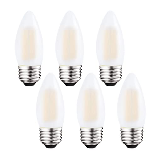 Sunaiony E26 Candelabra Bulb 60W Equivalent Dimmable Chandelier Light Bulbs