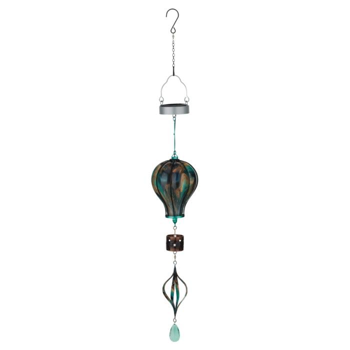 Regal Art & Gift Hot Air Balloon Solar Lantern - Hanging Solar-Powered LED Lights, Waterproof Portable Decorative Outdoor Lamp Made of Metal & Glass