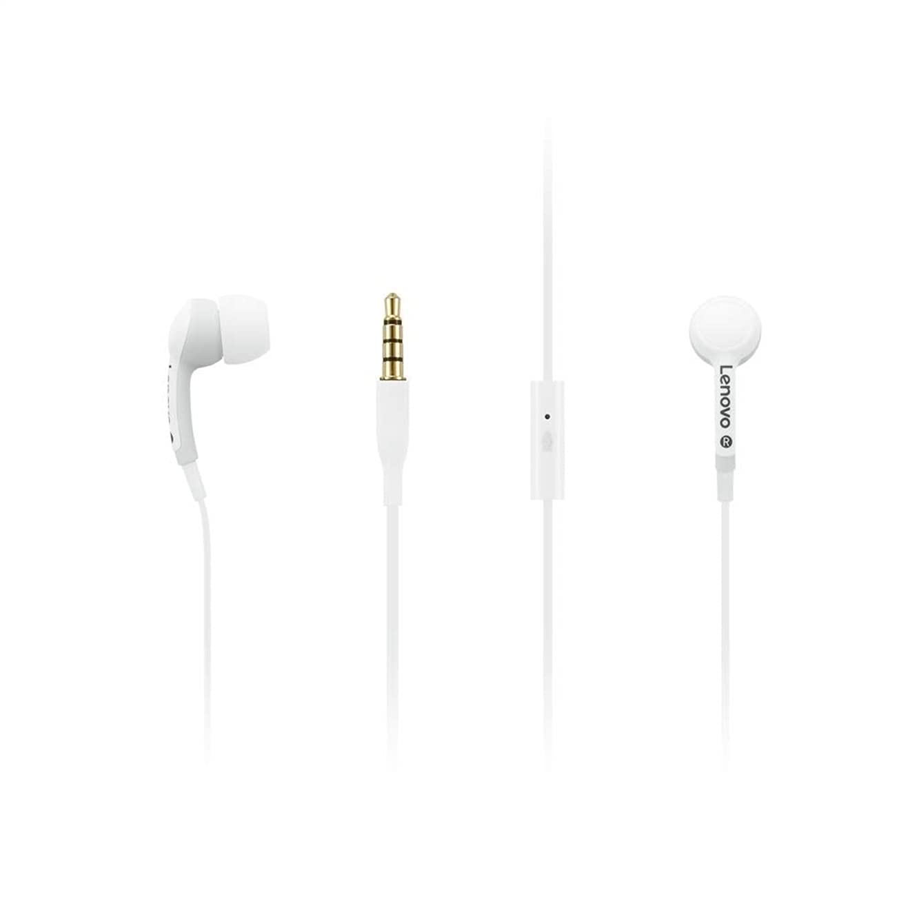 Lenovo 100 in-Ear Headphone, Wired, Microphone, Noise Isolating, 3 Ear Cup Sizes, Windows, Mac, Android, GXD0S50938, White