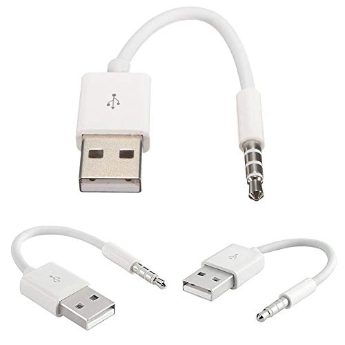VizGiz 2 Pack for iPod Shuffle Charger Cable USB Data Sync Charging Cord Replacement Jack 3.5mm Male AUX Plug to USB Male Adapter for Apple iPod