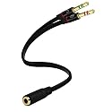 D & K Exclusives Headphone Splitter For Computer 3.5mm Female to 2 Dual 3.5mm Male Headphone Mic Audio Y Splitter Cable Smartphone Headset to PC