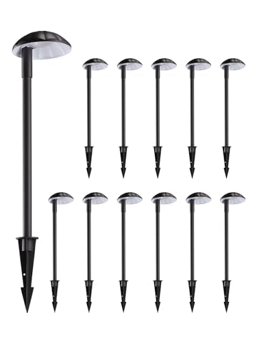 LEONLITE 12-Pack Low Voltage LED Landscape Pathway Light, 5W 400LM 12V Wired Outdoor Path Lights, Aluminum Walkway Driveway Landscaping Light, IP65