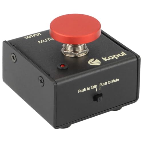 KOPUL Momentary Microphone Mute/Talk Button - Push-to-Talk or Push-to-Mute, LED Indicator,XLR in/Out, Desktop or Footswitch Use, for Dynamic &