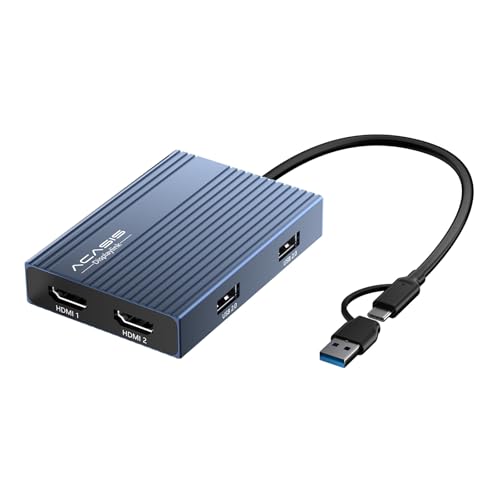 ACASIS USB C to Dual HDMI DisplayLink Adapter, 4K@60Hz, 2 HDMI & 3 USB-A Ports, 100W PD Charging, USB C DisplayLink Docking Station for Mac