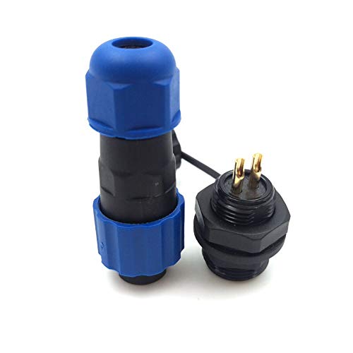 SZJELEN 2Pin Aviation Connector Plug and Socket,Waterproof Power Connector,Panel Mount 13mm,Waterproof IP67,LED Light Cable Wire Connector