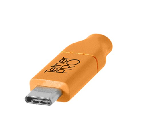 TetherPro USB-C to 2.0 Mini-B 8-Pin, 5Gbps Gen 1, 15' (4.6m), High-Visibility Orange