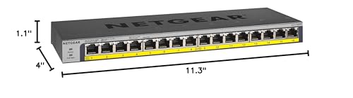 NETGEAR 16-Port Gigabit Ethernet Unmanaged PoE Switch (GS116PP) - with 16 x PoE+ @ 183W, Desktop, Wall Mount or Rackmount, and Limited Lifetime