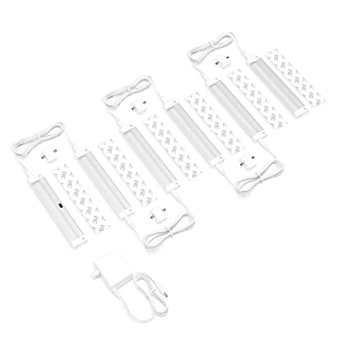 EShine Hand Wave Activated Under Cabinet LED Lighting Kit, Dimmable, 6-Pack 7 in - Touchless Dimming Control, White Under Counter Lights for Kitchen