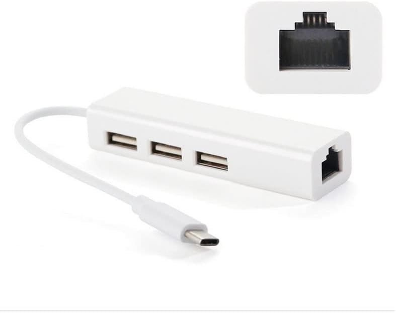 USB C to 3 x USB A and RJ45 Ethernet LAN Adapter Hub Cable Mac USB-C Network for Win XP/8/10/ MACOS