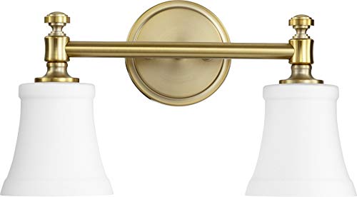 Quorum 5122-2-80 Transitional Two Light Vanity from Rossington Collection in Brass - Antique Finish,