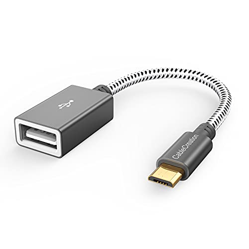 CableCreation USB to Micro USB Adapter, 0.15m, Male to Female, for Micro-B Devices, Flash Drive, Mouse, Keyboard, Game Controller, Aluminum Space Gray