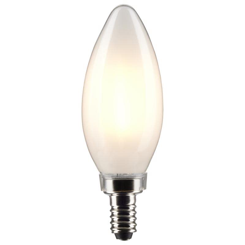 Satco S21824 4 Watt B11 LED Bulb, Frosted, Candelabra Base, 3000K, 350 Lumens, 120 Volt, 2-Pack