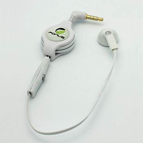 Retractable Mono Earphone Headphone 3.5mm w Mic Headset for Moto E LTE, Handsfree Earbud Earpiece Microphone Compatible with Motorola Moto E LTE