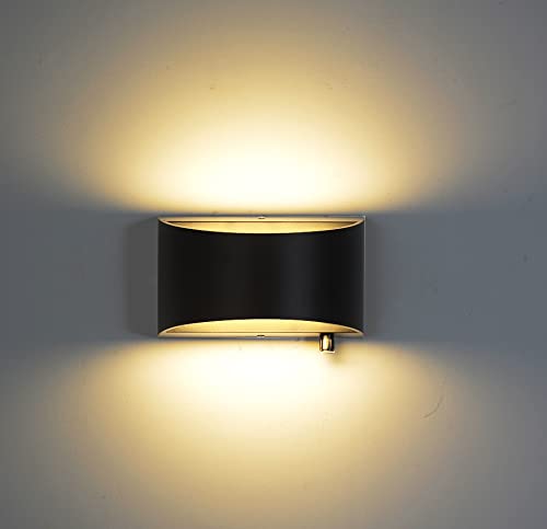 ZYI Indoor Dimmable Wall Sconces with Switch, Modern LED Wall Lighting 12W Light Fixtures Aluminum Up and Down Wall Lights for Living Room Bedroom
