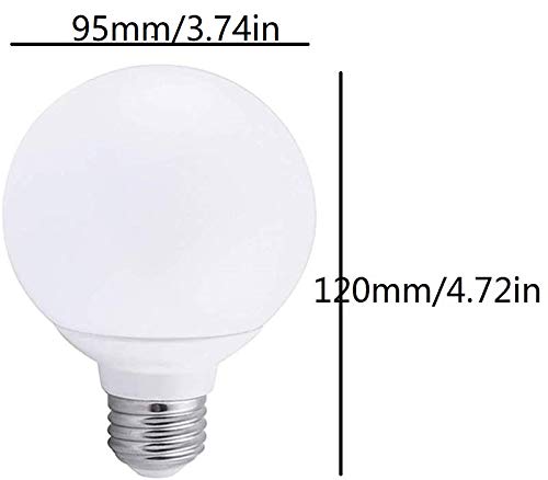 Lxcom Lighting G95 LED Bulbs 9W Globe Vanity Light Bulbs E26/E27 Base Daylight White 6000K 90W Equivalent for Makeup Vanity Mirror Bathrooms Lamp, AC
