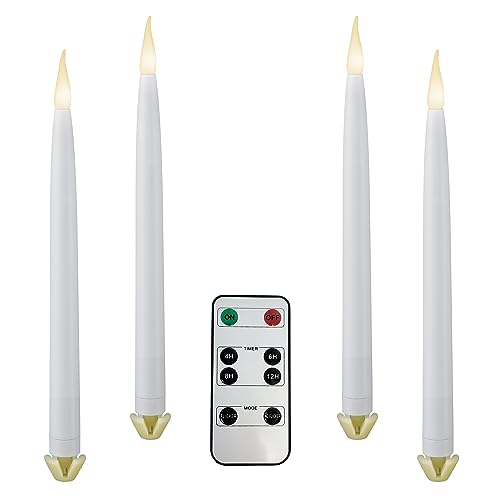 612 Vermont LED Taper Candles Battery Operated with Remote Control, Warm White Flame, 11.75” Tall, VT-R1661-4