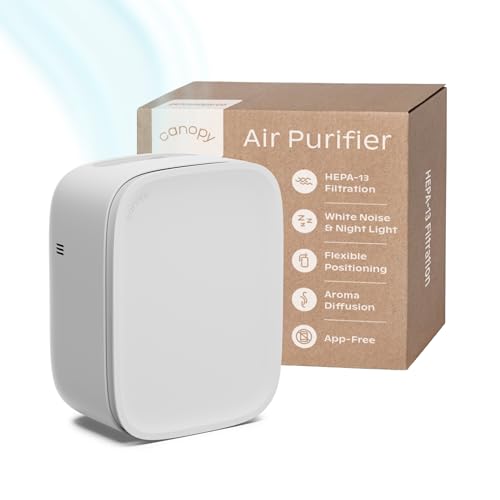 Canopy Bedside Air Purifier, HEPA-13, Traps Dust & Pollen, White Noise