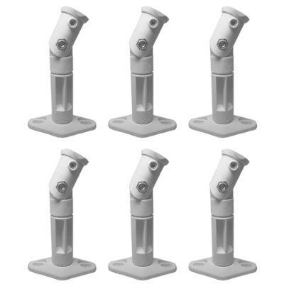 VideoSecu 6 White Universal Satellite Speaker Mounts/Brackets for Walls and Ceilings 1NA (White, 6 Pack)