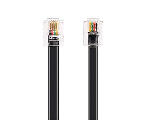 Part Express EopZol 10ft Telephone Line Cord Cable Wire 6P4C RJ11 DSL Modem Fax Phone to Wall Black