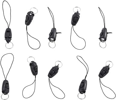 aoukoslt 10Pcs Black Detachable Buckle Mobile Phone Accessories Pendant Buckle Small Sling Anti-Lost Lanyard Cords Hanging Head Keychains Hooks