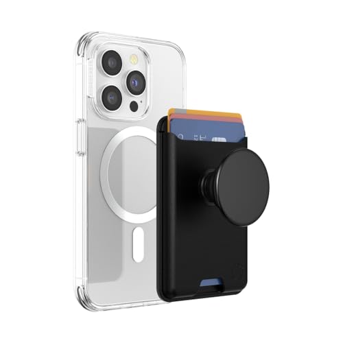 PopSockets Phone Wallet for MagSafe, Phone Card Holder with Grip - Black