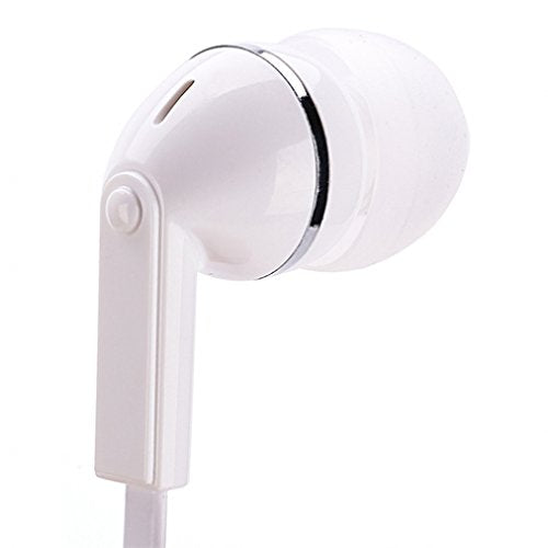 Premium Sound Flat Wired White Hands-Free Mono Headset Single Earphone Earbud w Mic for Verizon LG G3 - Verizon LG G4 - Verizon LG G5 - Verizon LG…