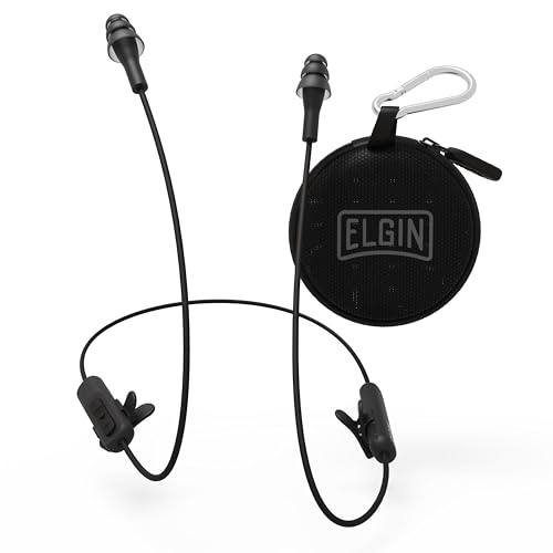 Elgin Ruckus Wireless Bluetooth Earplug Headphones, 25 dB Noise Reduction Ear Plug Earbuds, Noise Cancelling Mic, 12 Hour Battery, IP65 sweatproof