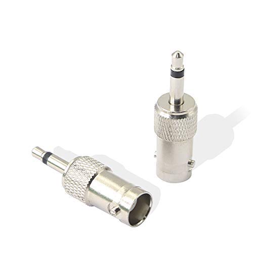 XMSJSIY 3.5mm Mono to BNC Adapter, BNC Female Jack to 1/8" TS Male Plug Nickel-Pated Bidirection Connector for CCTV DVR Camera and More (4 Pack)